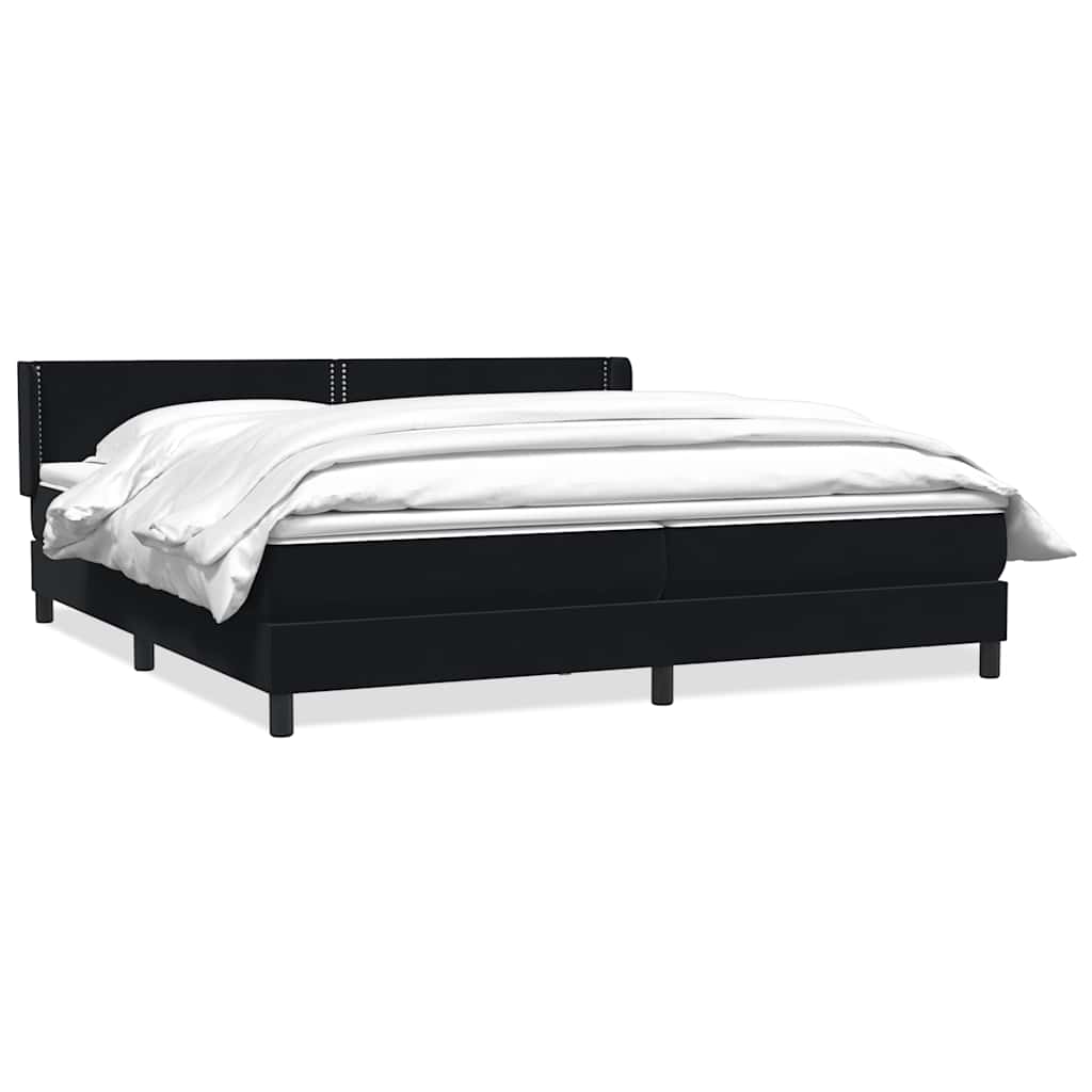 Sommier à lattes de lit avec matelas noir 200x220 cm velours - XIOS