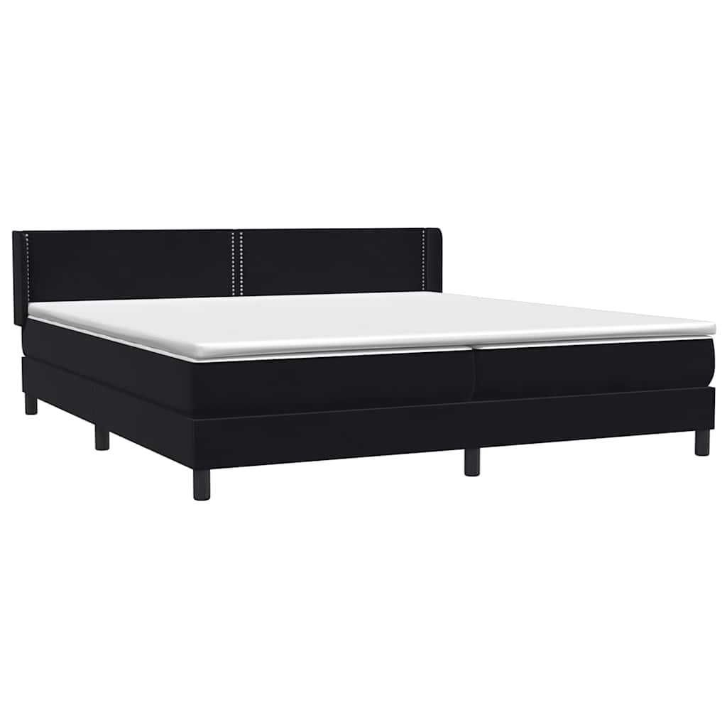 Sommier à lattes de lit avec matelas noir 200x220 cm velours - XIOS