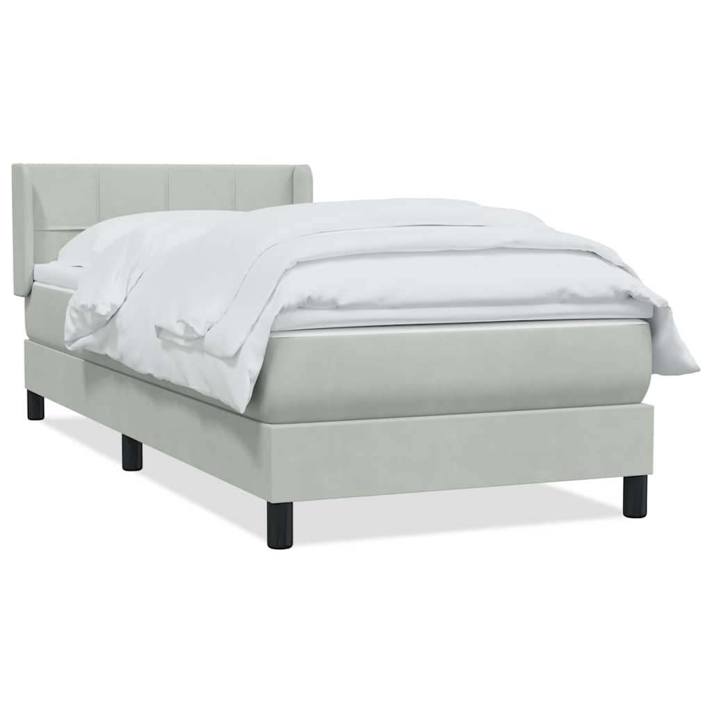 Sommier à lattes de lit et matelas gris clair 80x210 cm velours - XIOS