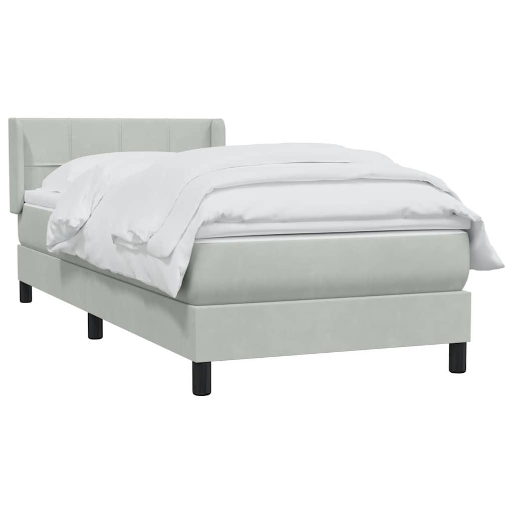 Sommier à lattes de lit et matelas gris clair 80x210 cm velours