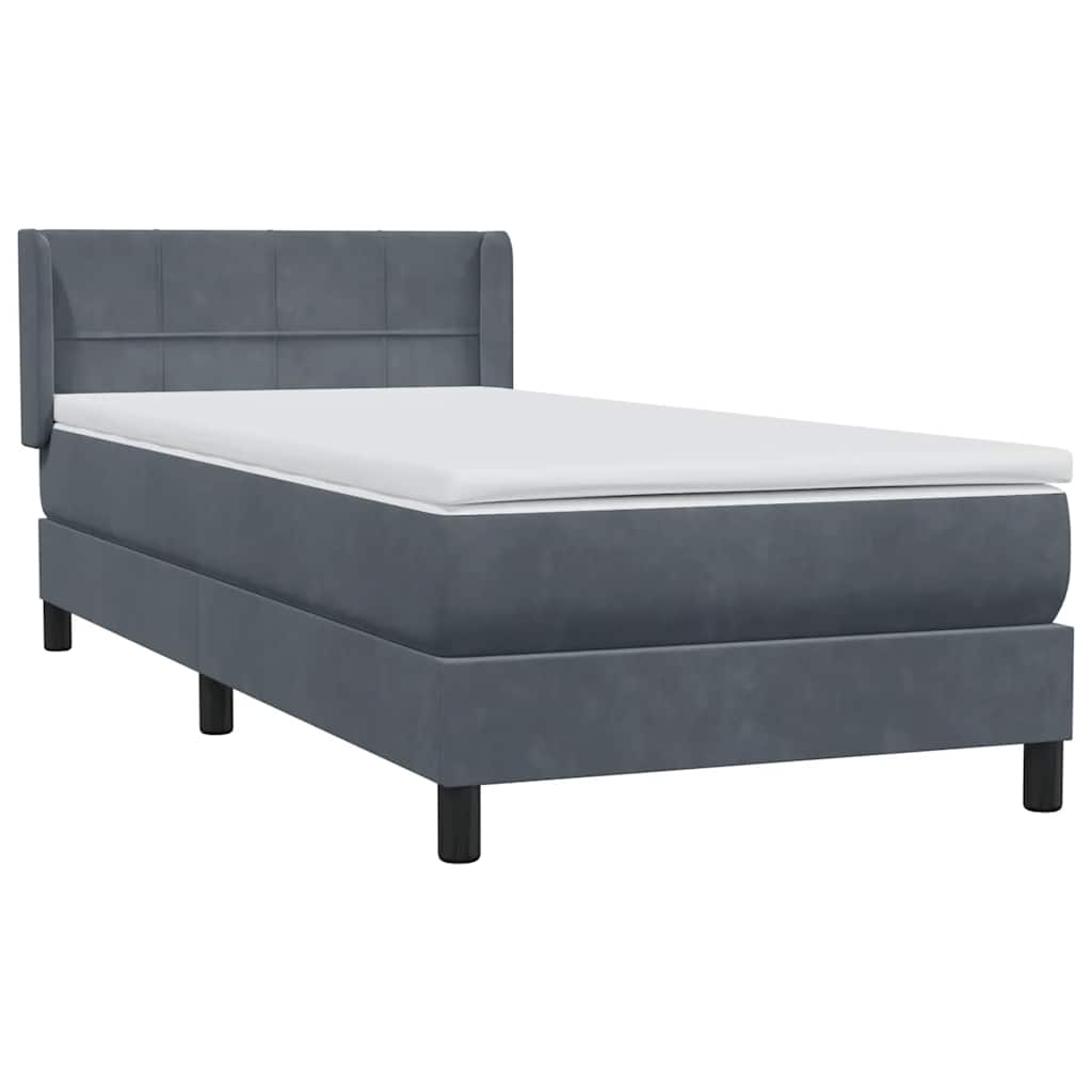 Sommier à lattes de lit et matelas gris foncé 80x210 cm velours - XIOS