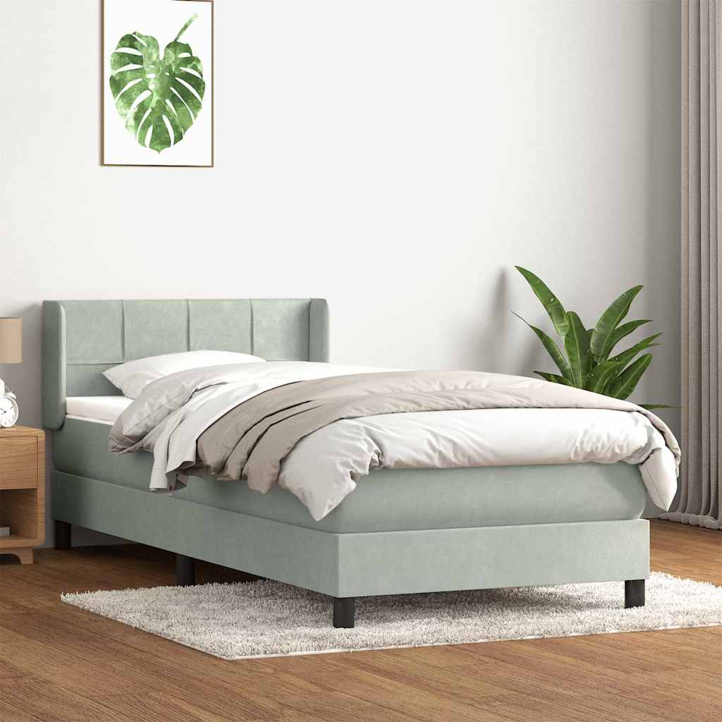 Sommier à lattes de lit et matelas gris clair 90x210 cm velours - XIOS