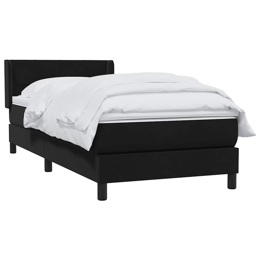 Sommier à lattes de lit avec matelas noir 90x210 cm velours - XIOS