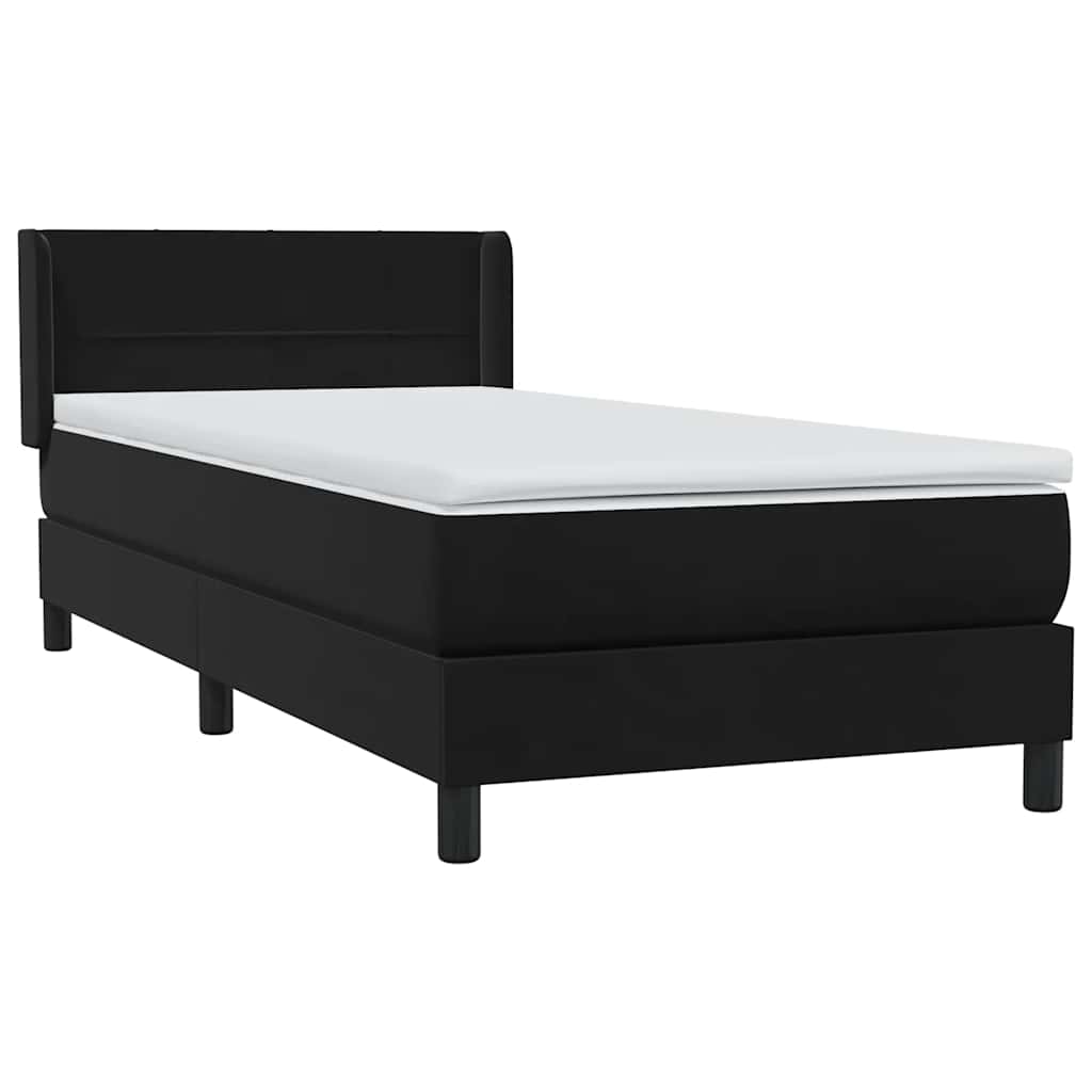 Sommier à lattes de lit avec matelas noir 90x210 cm velours - XIOS