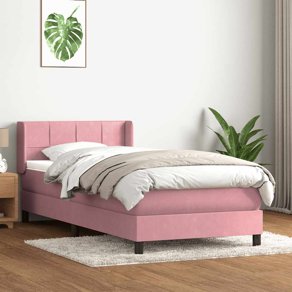 Sommier à lattes de lit avec matelas rose 90x210 cm velours - XIOS