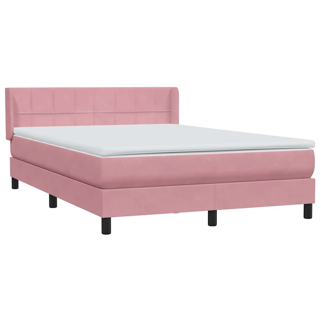 Sommier à lattes de lit avec matelas rose 140x210 cm velours - XIOS