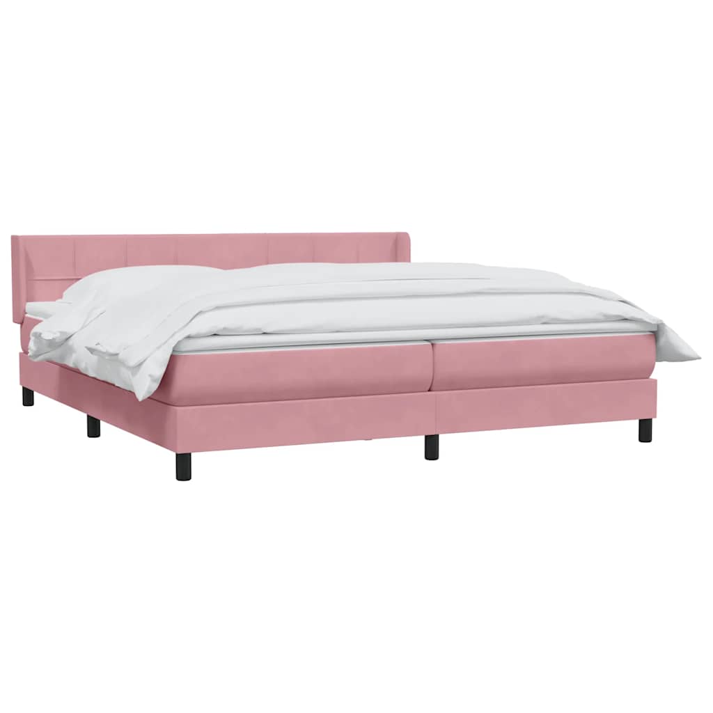Sommier à lattes de lit avec matelas rose 180x210 cm velours - XIOS