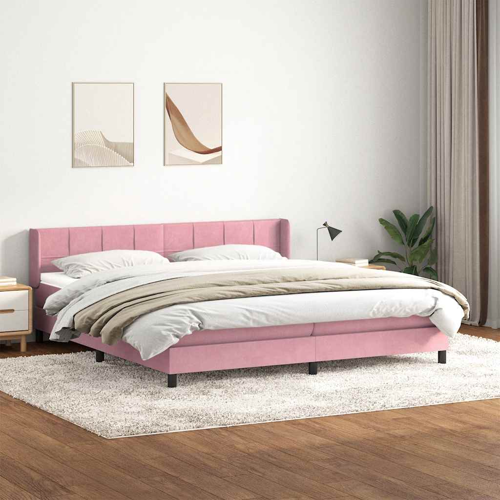Sommier à lattes de lit avec matelas rose 180x210 cm velours - XIOS