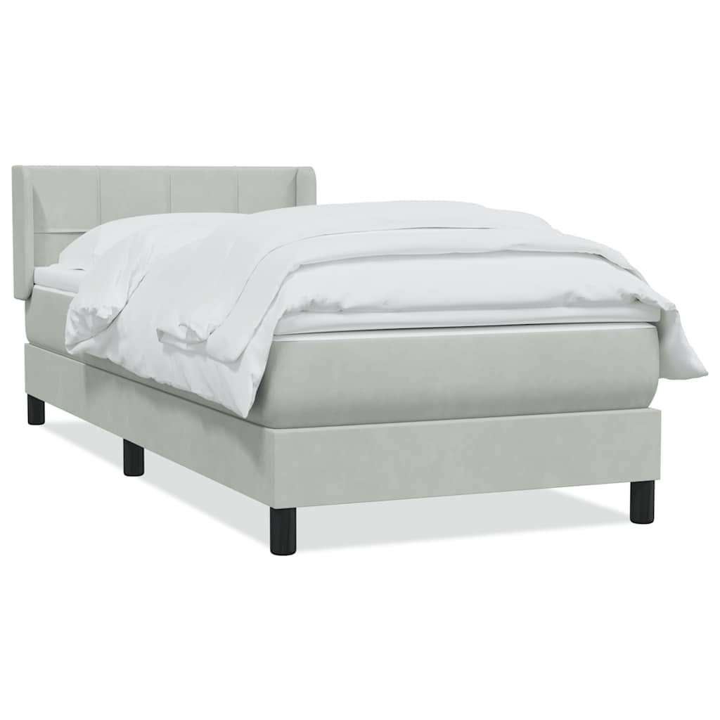 Sommier à lattes de lit et matelas gris clair 80x220 cm velours - XIOS