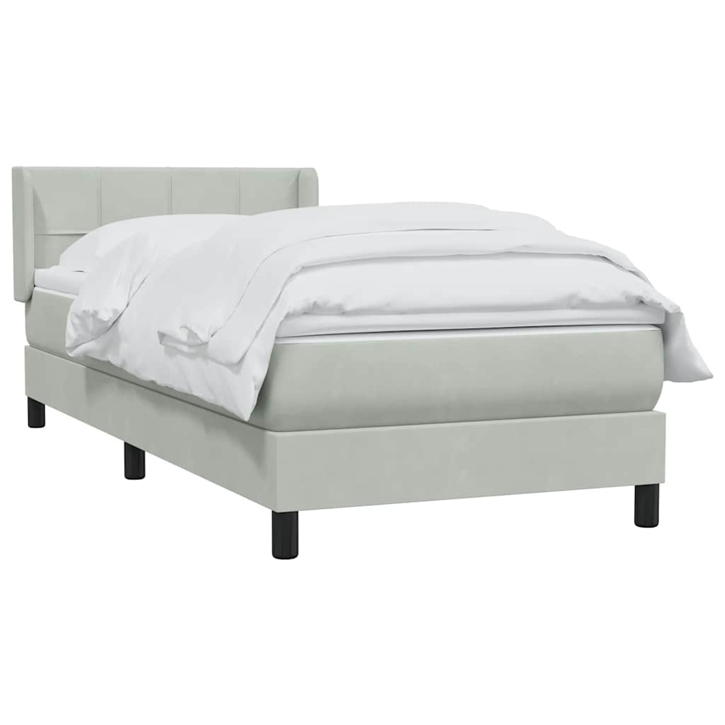 Sommier à lattes de lit et matelas gris clair 80x220 cm velours - XIOS