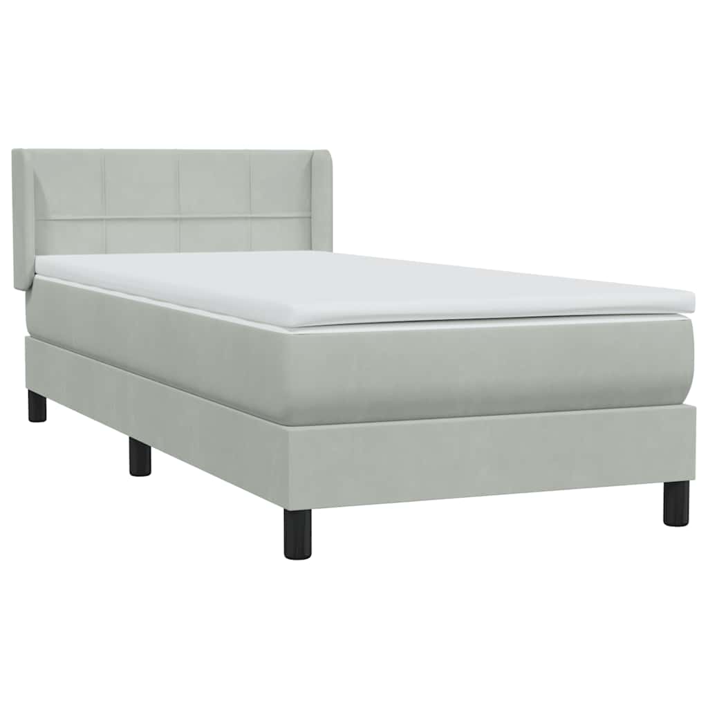 Sommier à lattes de lit et matelas gris clair 80x220 cm velours - XIOS