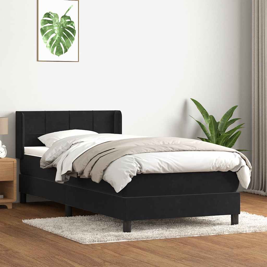 Sommier à lattes de lit avec matelas noir 80x220 cm velours - XIOS