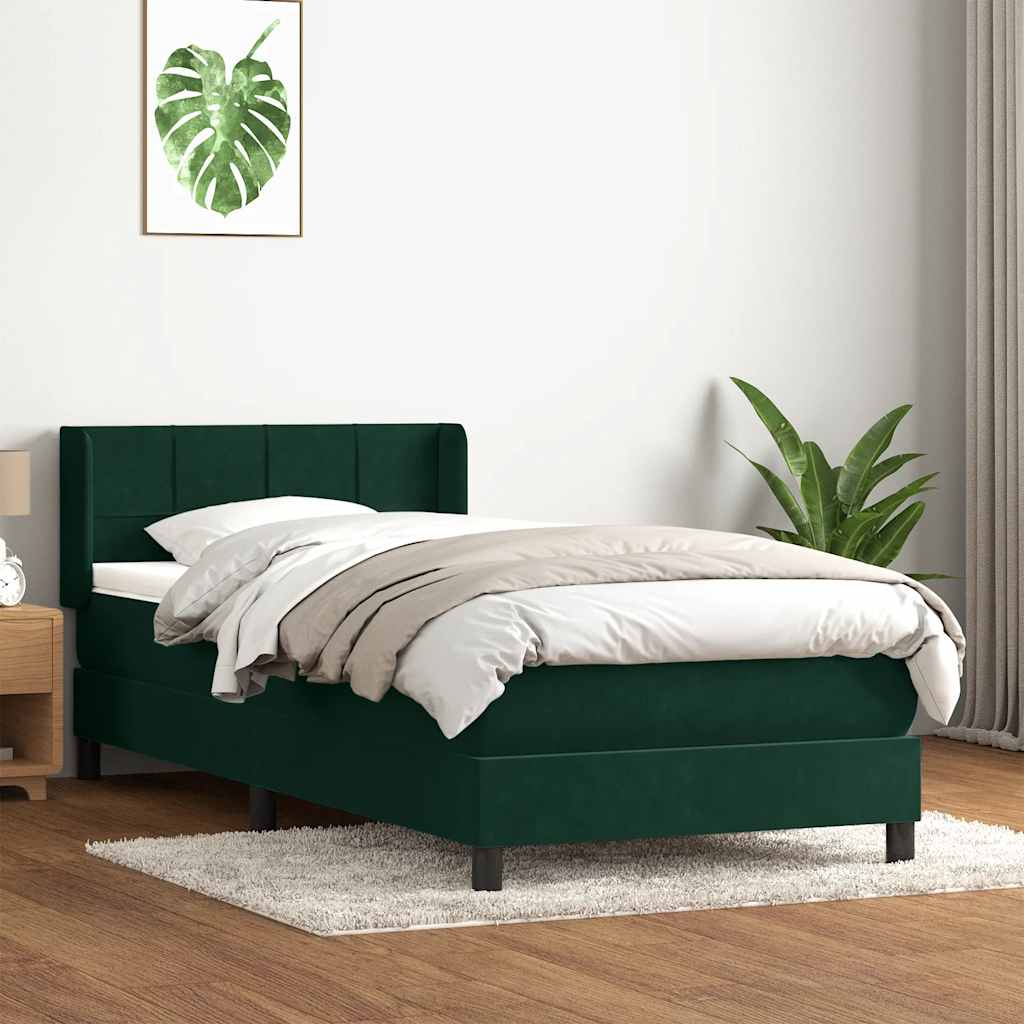 Sommier à lattes de lit et matelas vert foncé 80x220 cm velours - XIOS