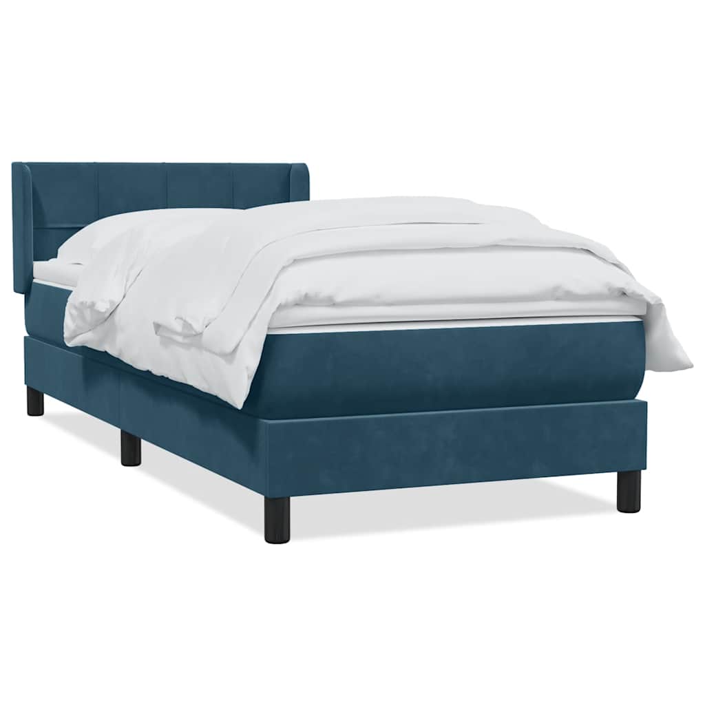 Sommier à lattes de lit et matelas bleu foncé 80x220 cm velours