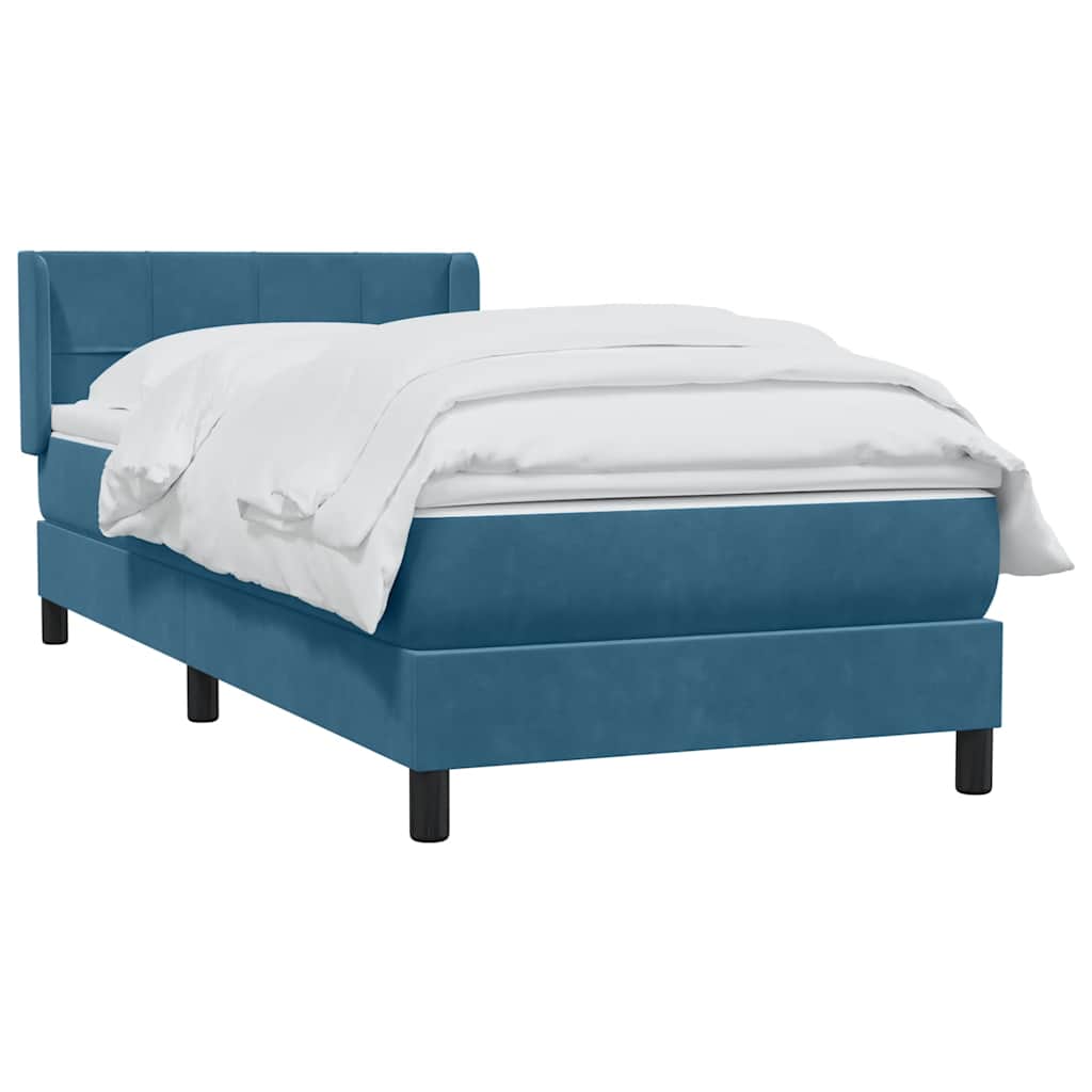 Sommier à lattes de lit et matelas bleu foncé 80x220 cm velours