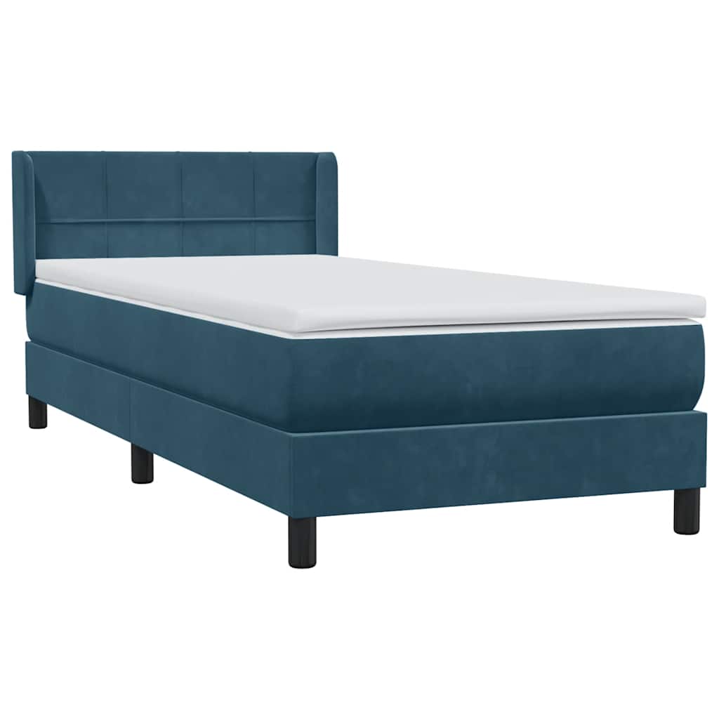 Sommier à lattes de lit et matelas bleu foncé 80x220 cm velours
