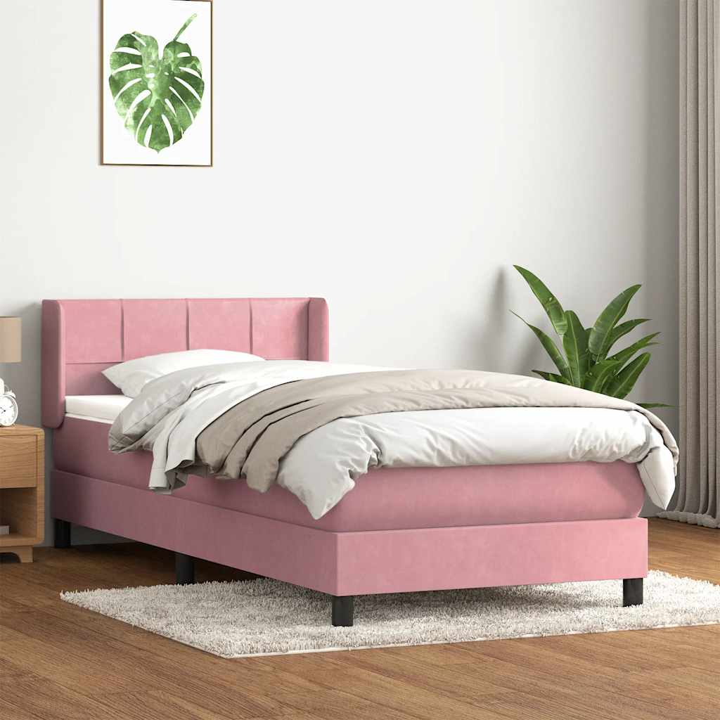 Sommier à lattes de lit avec matelas rose 80x220 cm velours - XIOS