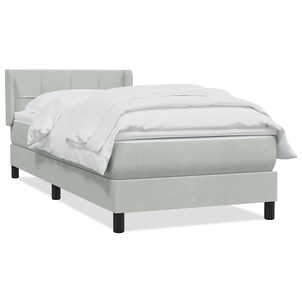 Sommier à lattes de lit et matelas gris clair 90x220 cm velours - XIOS