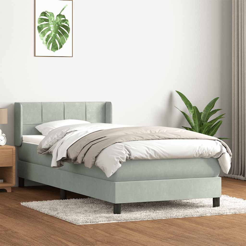 Sommier à lattes de lit et matelas gris clair 90x220 cm velours - XIOS