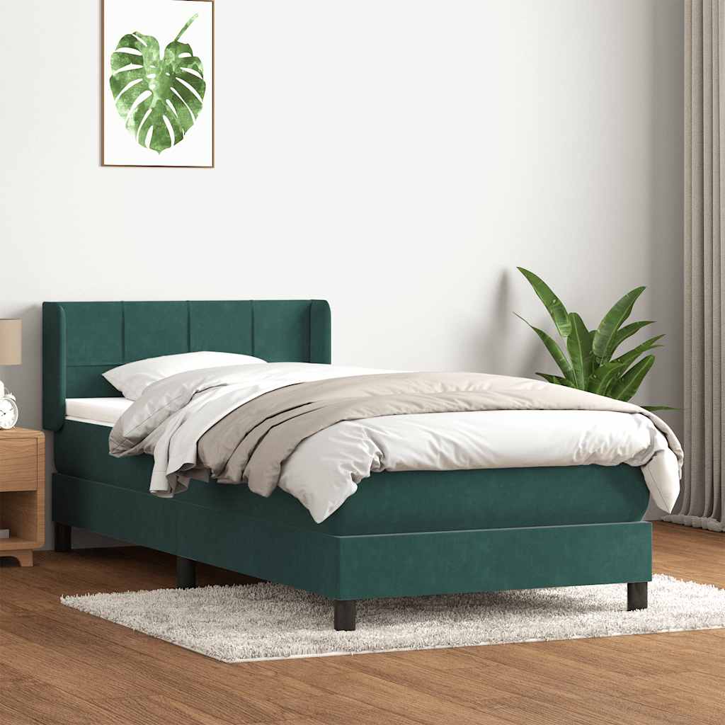 Sommier à lattes de lit et matelas vert foncé 90x220 cm velours - XIOS