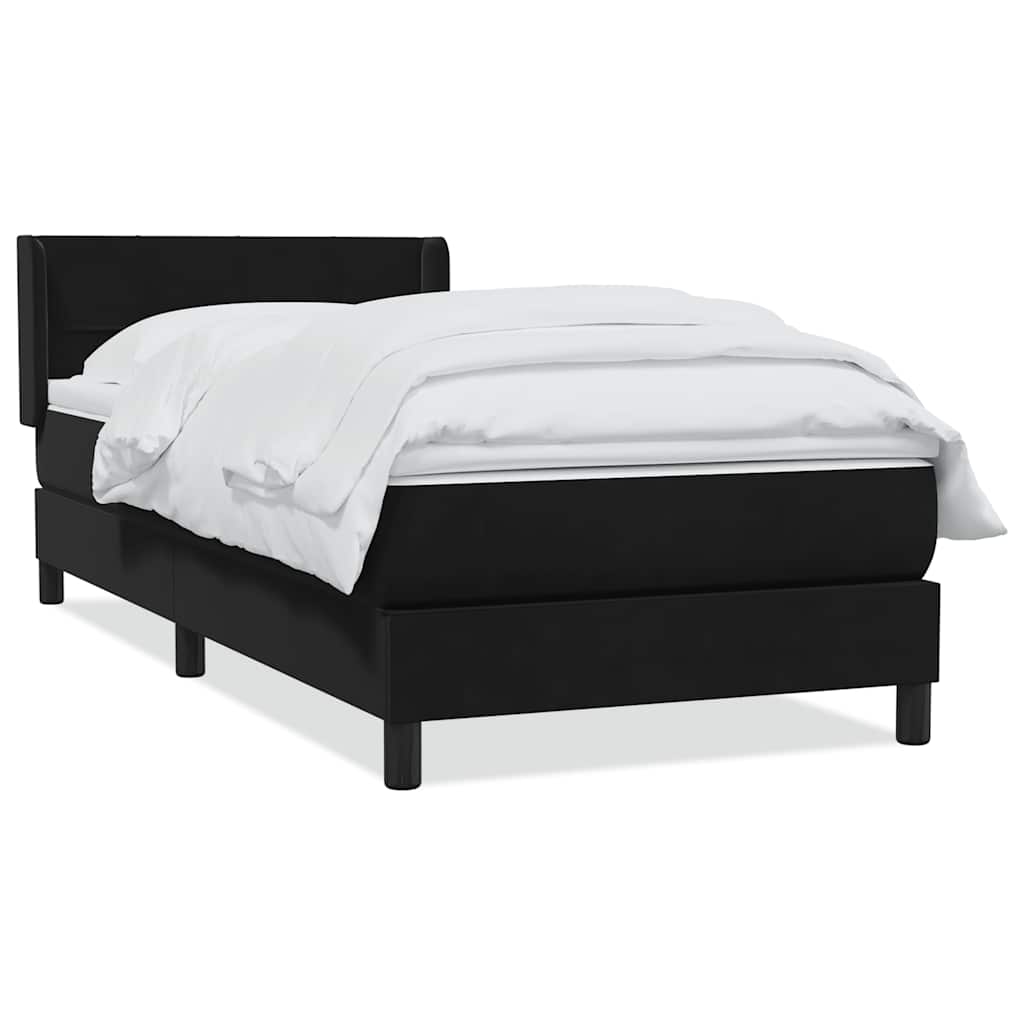 Sommier à lattes de lit avec matelas noir 100x220 cm velours - XIOS