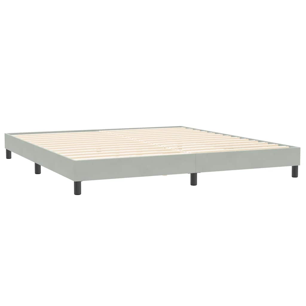 Sommier à lattes de lit et matelas gris clair 180x220cm velours - XIOS