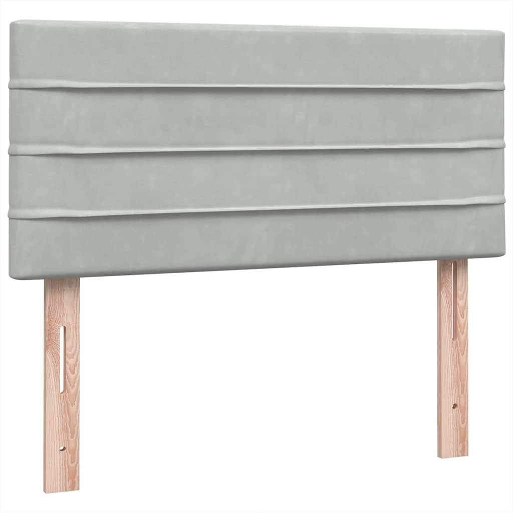 Sommier à lattes de lit et matelas gris clair 80x210 cm velours - XIOS