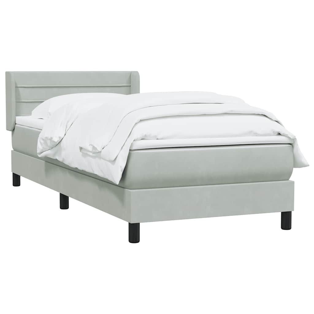 Sommier à lattes de lit et matelas gris clair 90x210 cm velours - XIOS