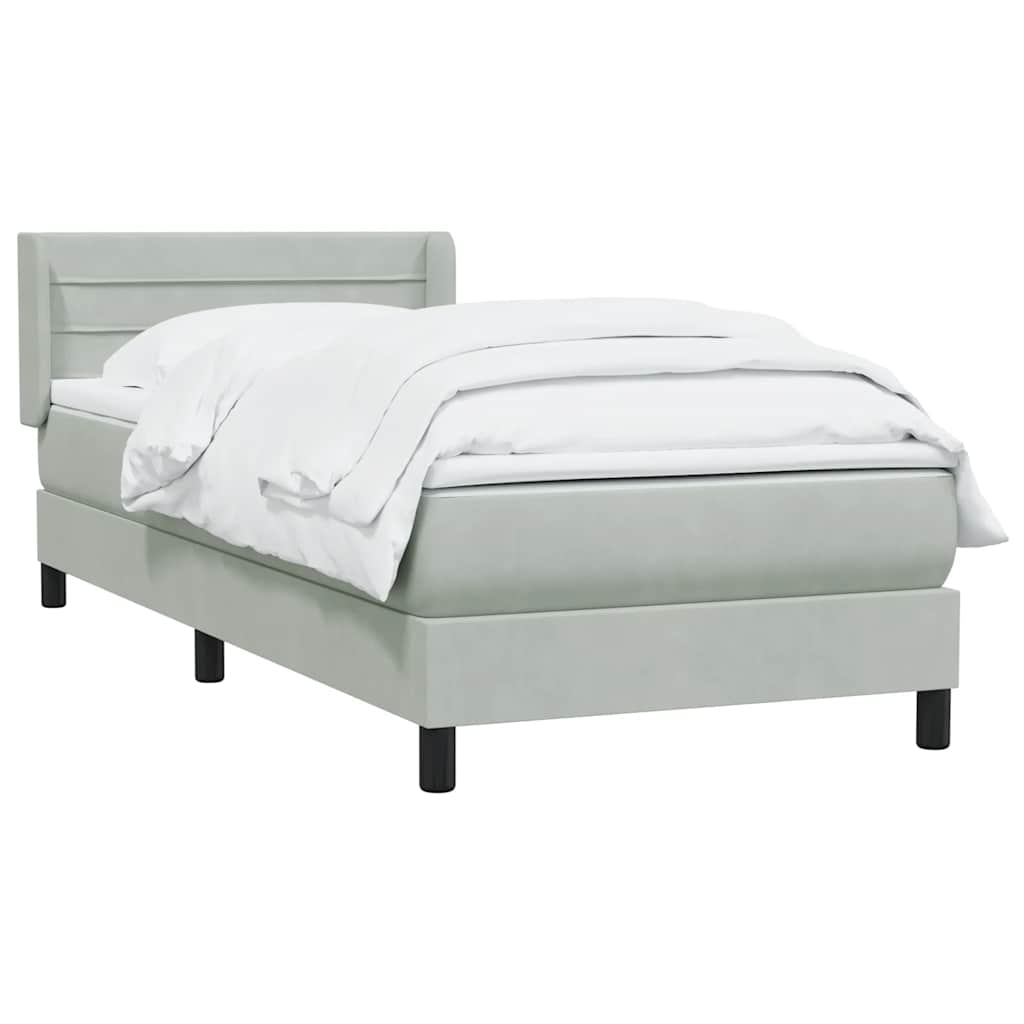 Sommier à lattes de lit et matelas gris clair 100x210cm velours - XIOS
