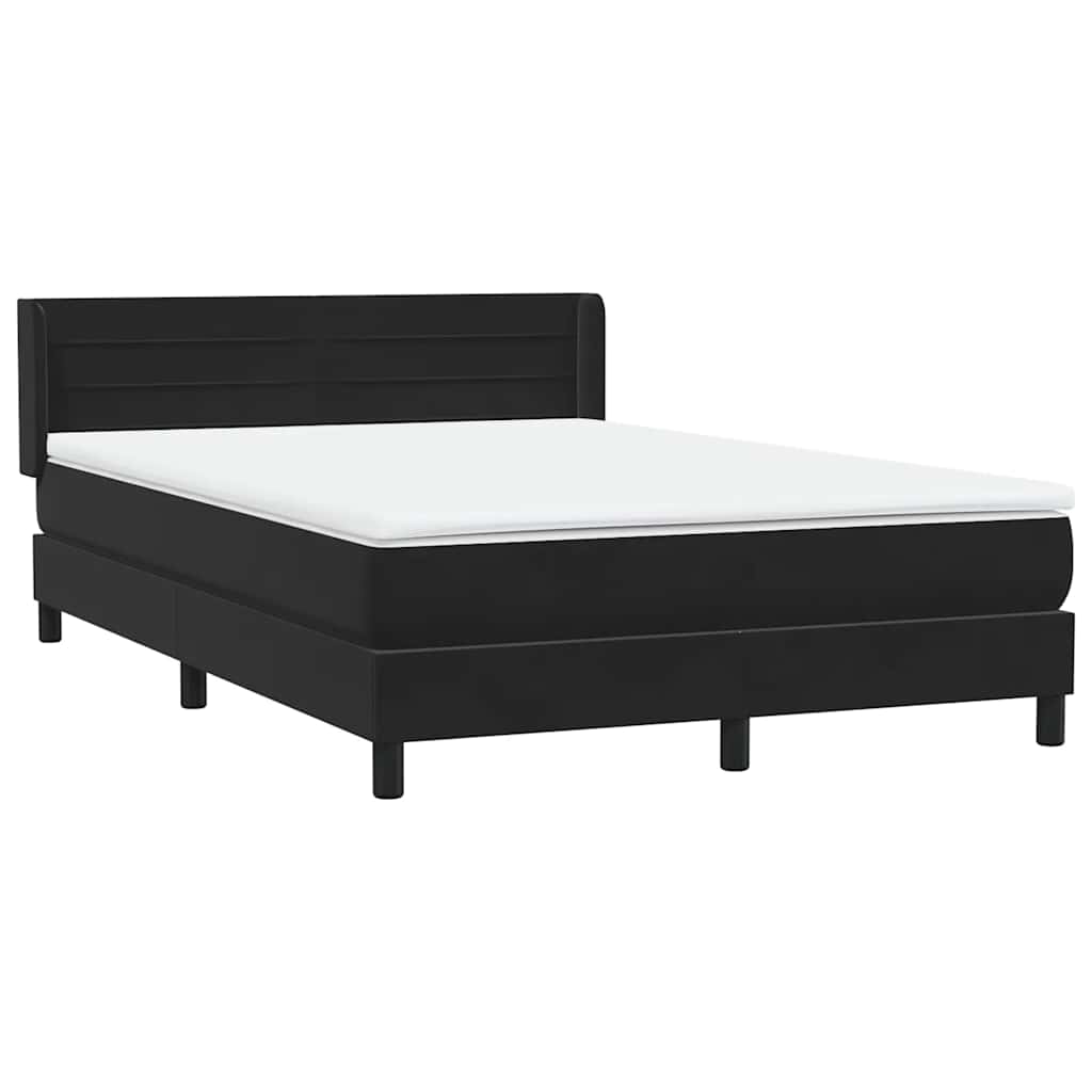 Sommier à lattes de lit avec matelas noir 140x210 cm velours - XIOS