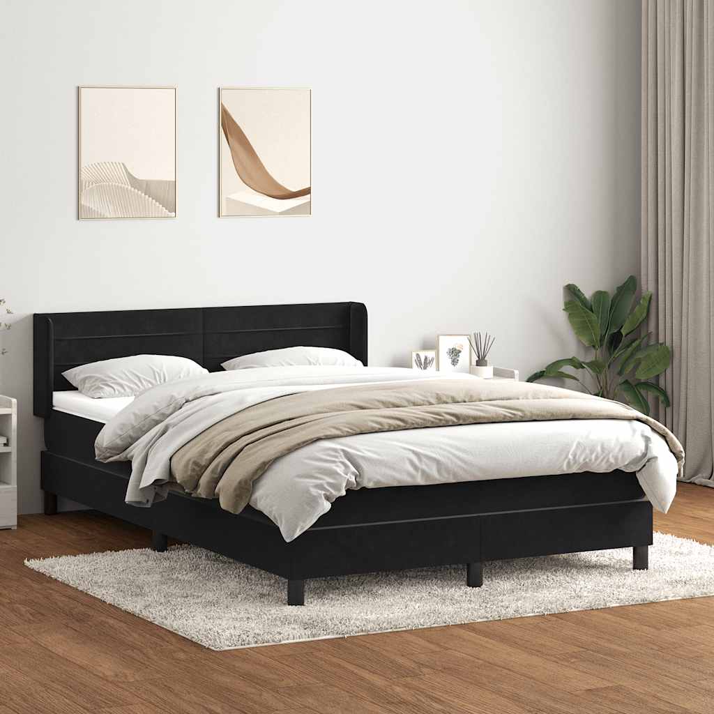 Sommier à lattes de lit avec matelas noir 140x210 cm velours - XIOS