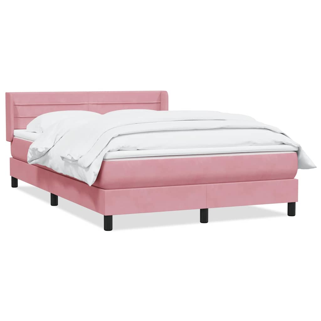 Sommier à lattes de lit avec matelas rose 140x210 cm velours - XIOS