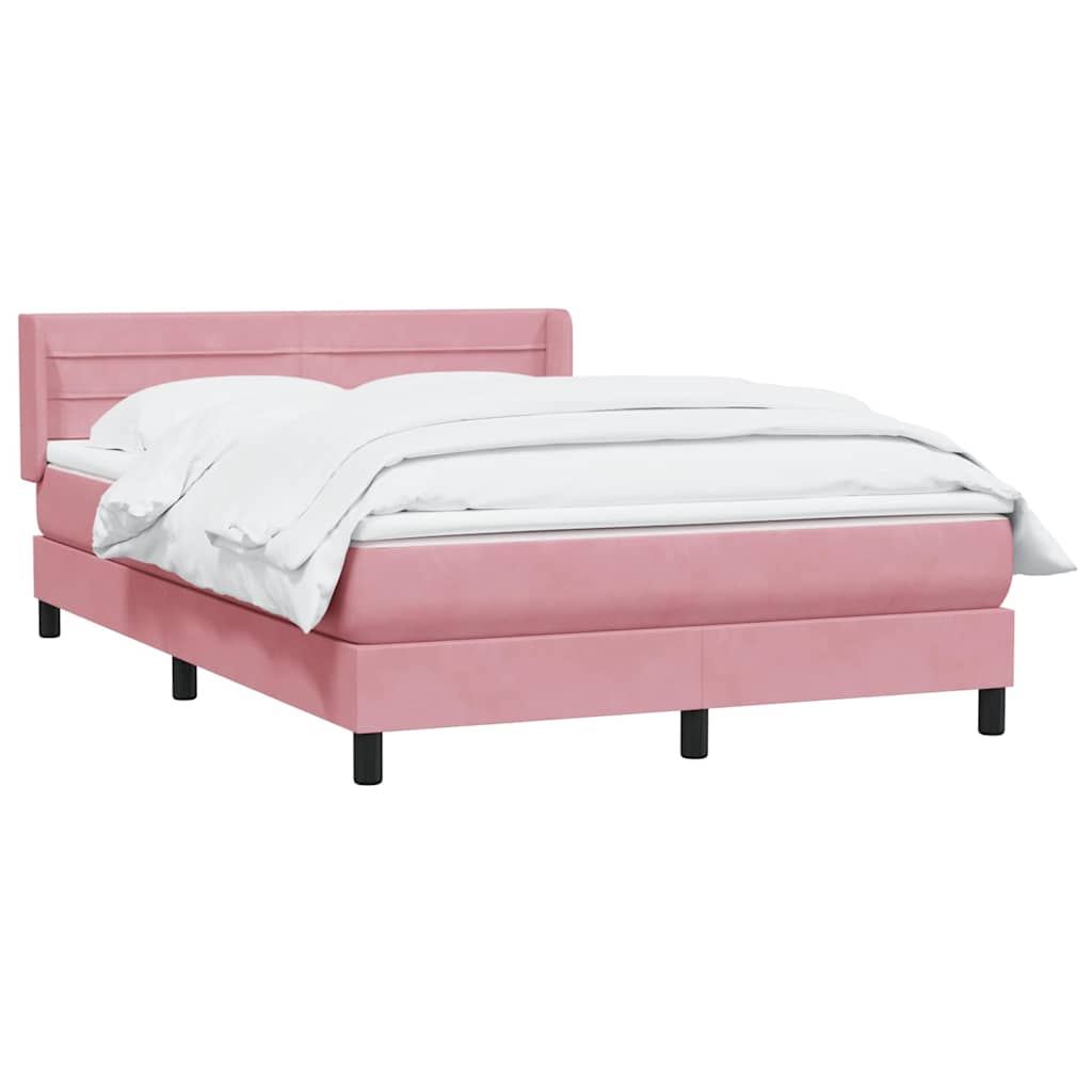 Sommier à lattes de lit avec matelas rose 140x210 cm velours - XIOS