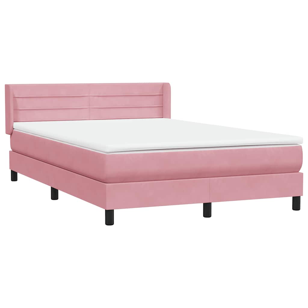 Sommier à lattes de lit avec matelas rose 140x210 cm velours - XIOS