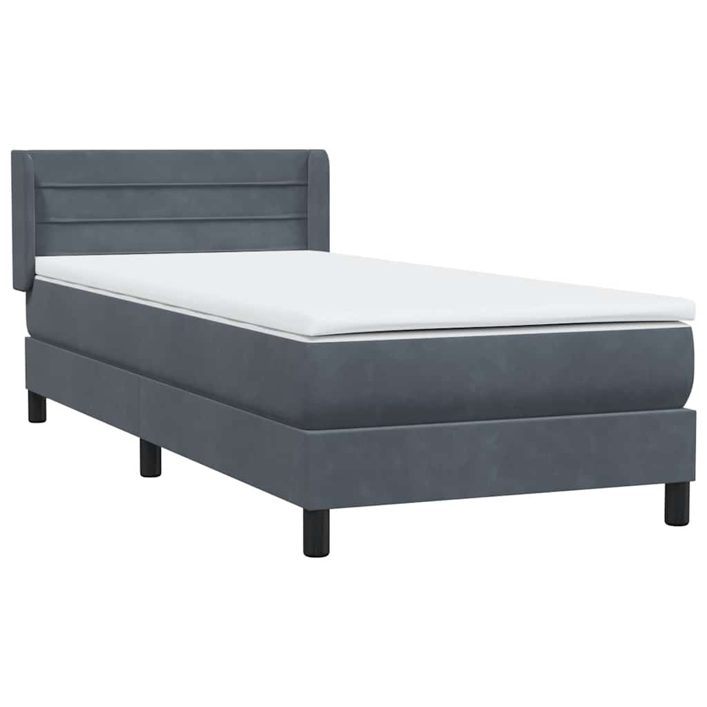 Sommier à lattes de lit et matelas gris foncé 80x220 cm velours - XIOS