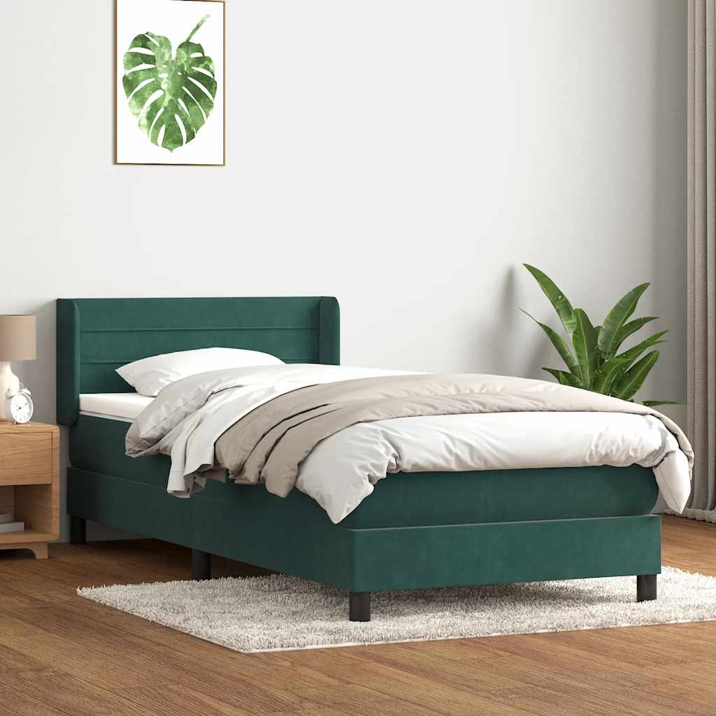 Sommier à lattes de lit et matelas vert foncé 80x220 cm velours - XIOS