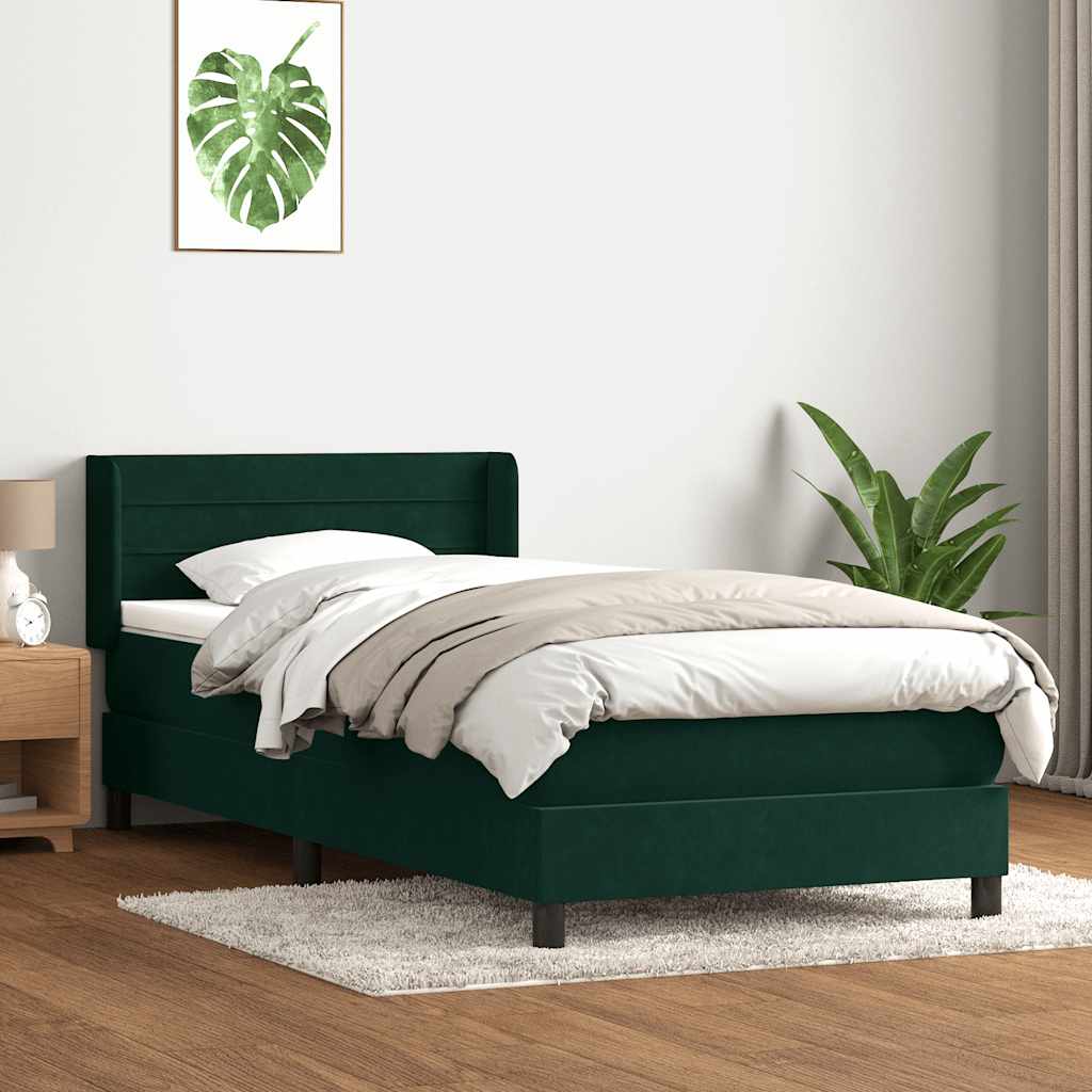 Sommier à lattes de lit et matelas vert foncé 80x220 cm velours - XIOS