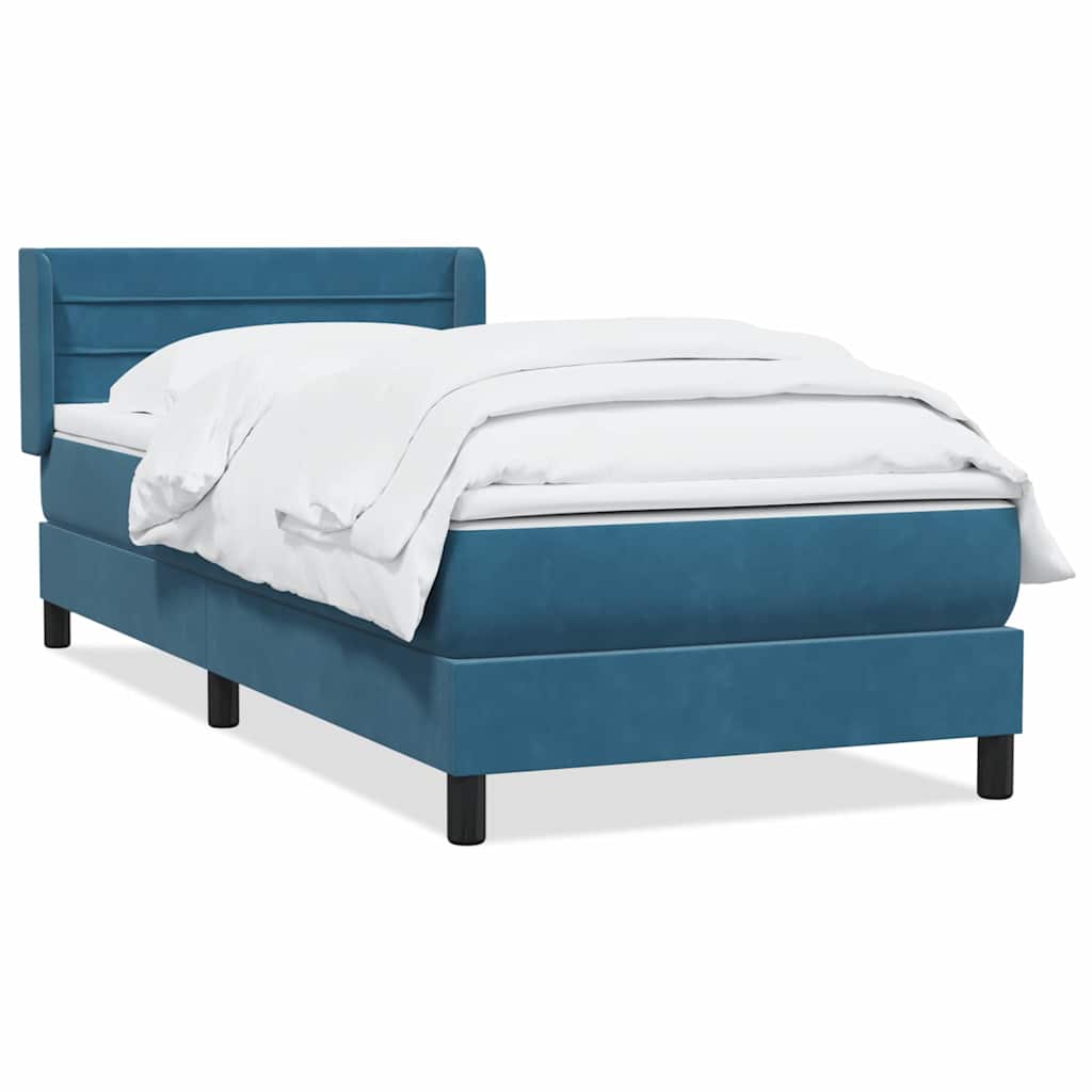 Sommier à lattes de lit et matelas bleu foncé 80x220 cm velours