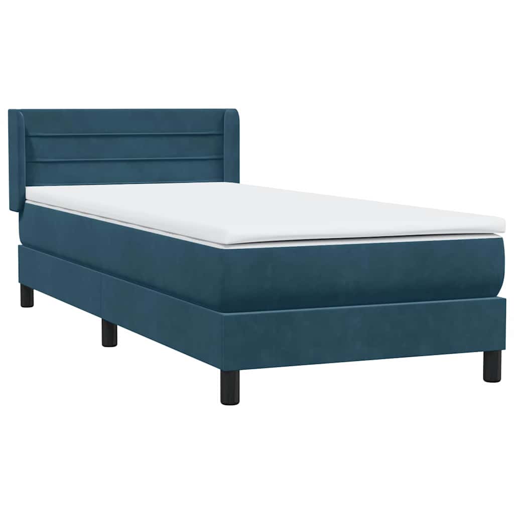 Sommier à lattes de lit et matelas bleu foncé 80x220 cm velours