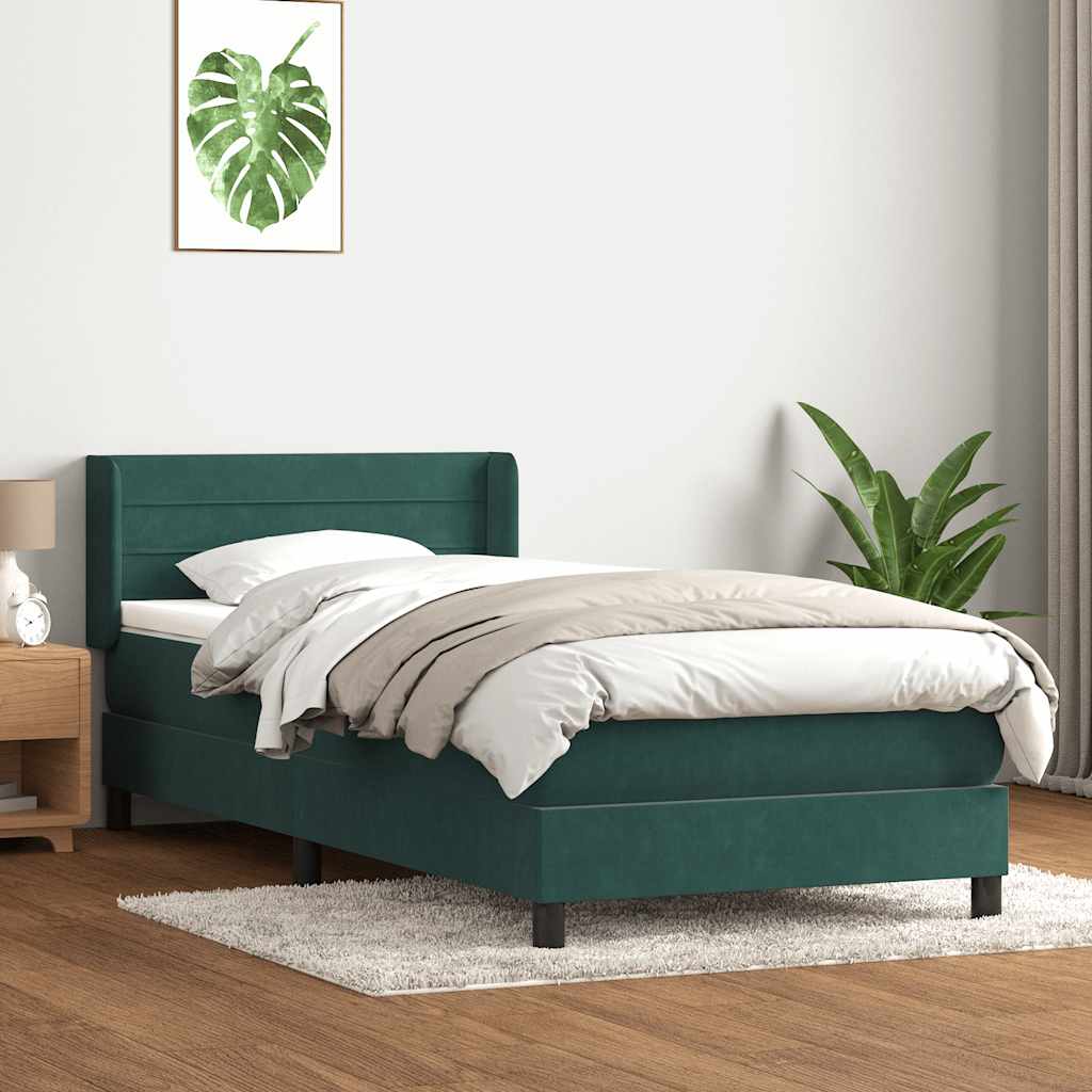 Sommier à lattes de lit et matelas vert foncé 90x220 cm velours - XIOS