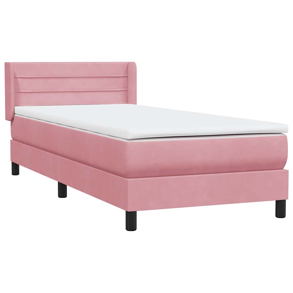 Sommier à lattes de lit avec matelas rose 90x220 cm velours - XIOS