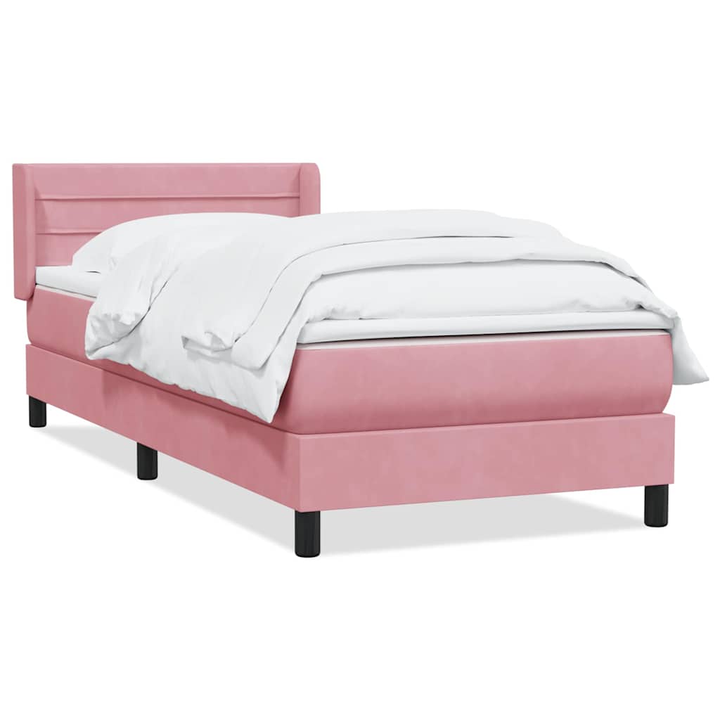 Sommier à lattes de lit avec matelas rose 100x220 cm velours - XIOS