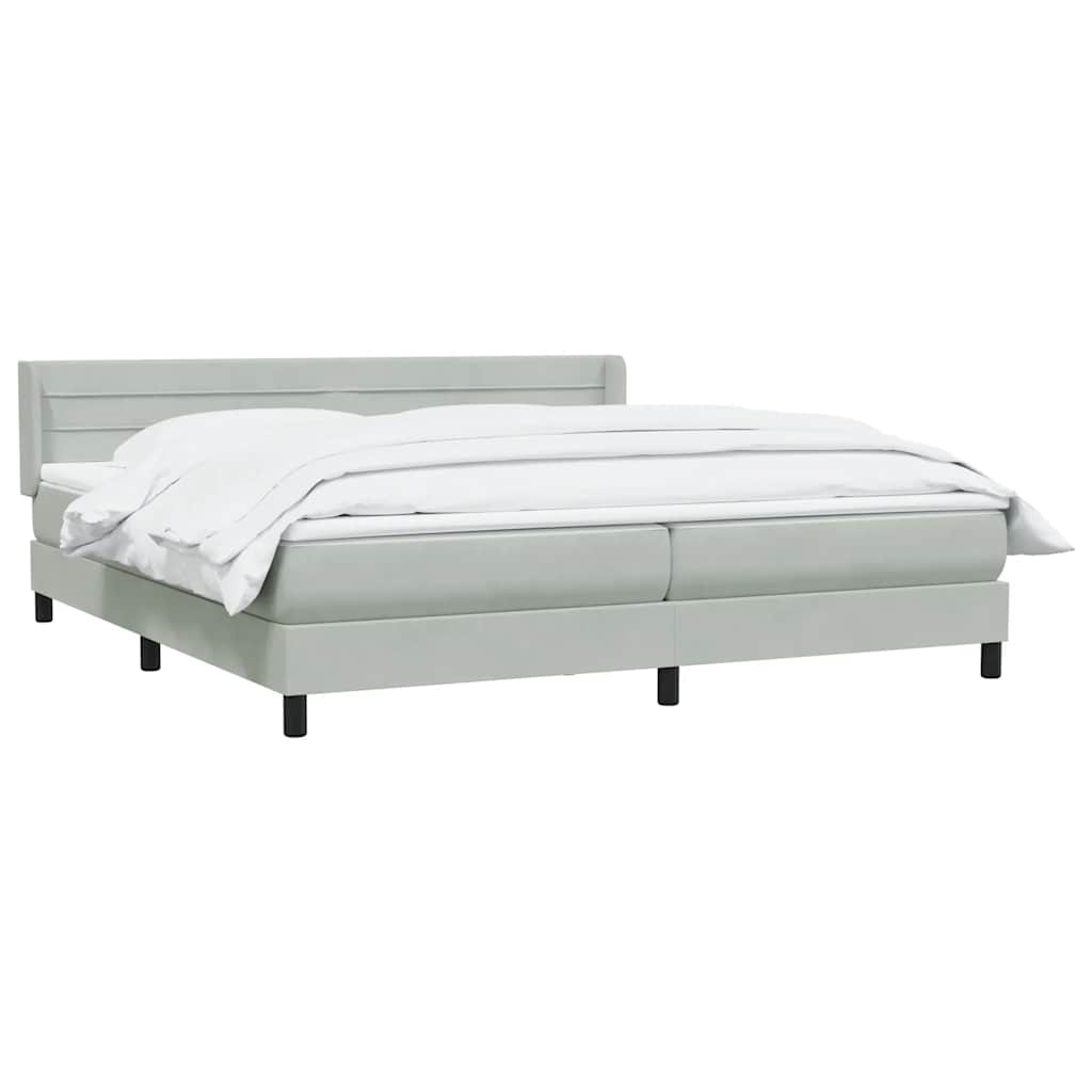 Sommier à lattes de lit et matelas gris clair 180x220cm velours - XIOS