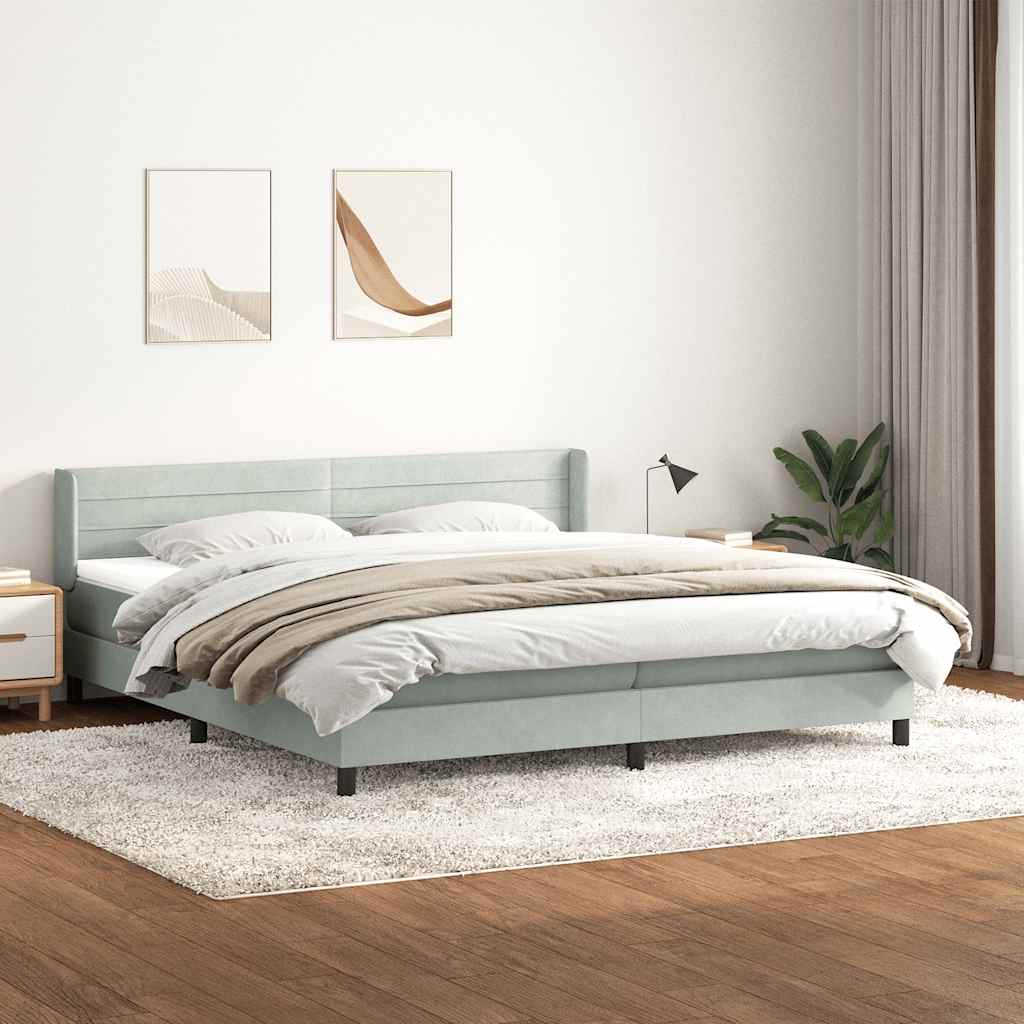Sommier à lattes de lit et matelas gris clair 180x220cm velours - XIOS