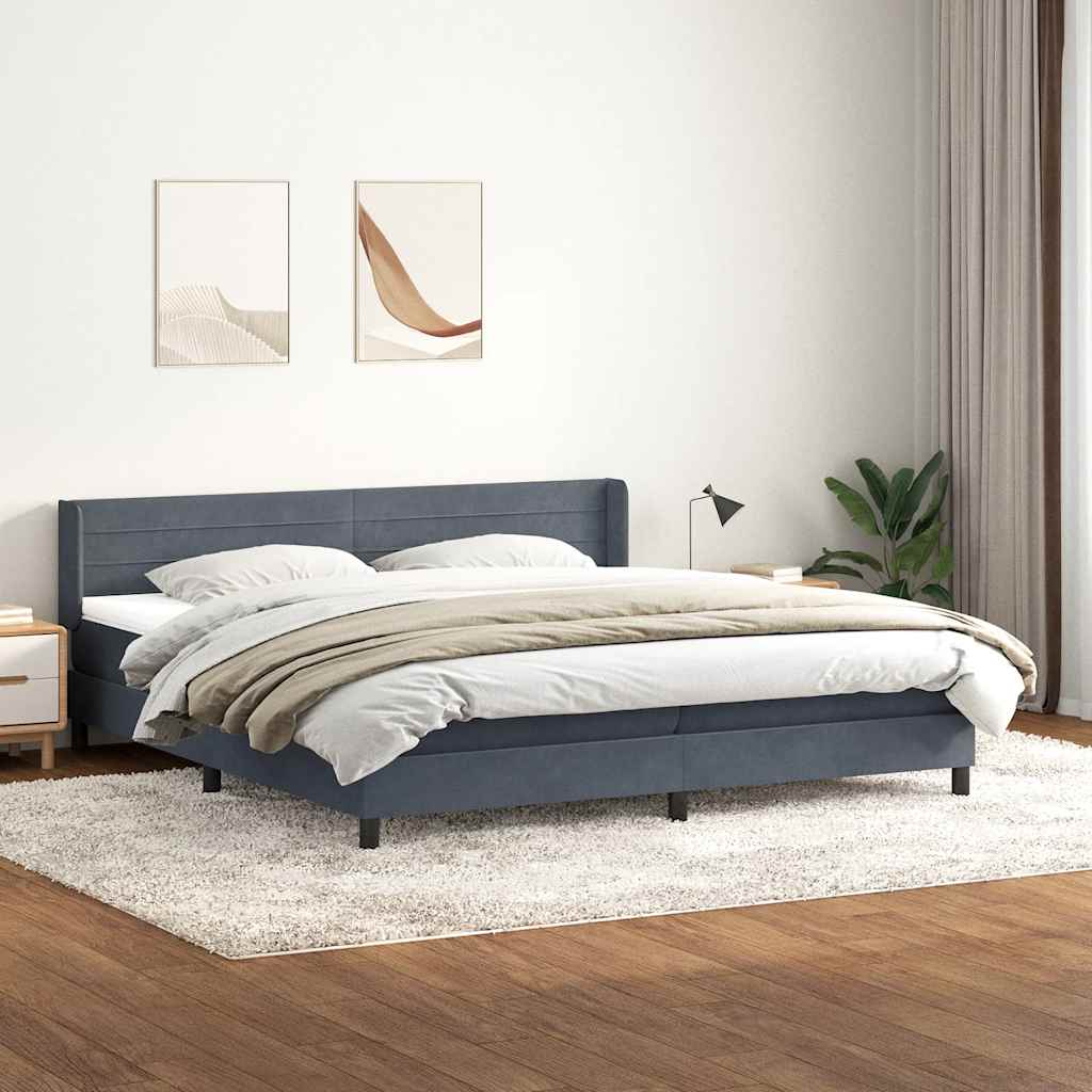 Sommier à lattes de lit et matelas gris foncé 180x220cm velours - XIOS