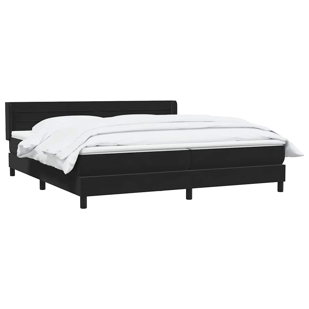 Sommier à lattes de lit avec matelas noir 200x220 cm velours - XIOS