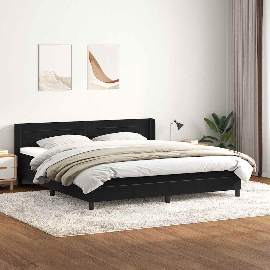 Sommier à lattes de lit avec matelas noir 200x220 cm velours - XIOS