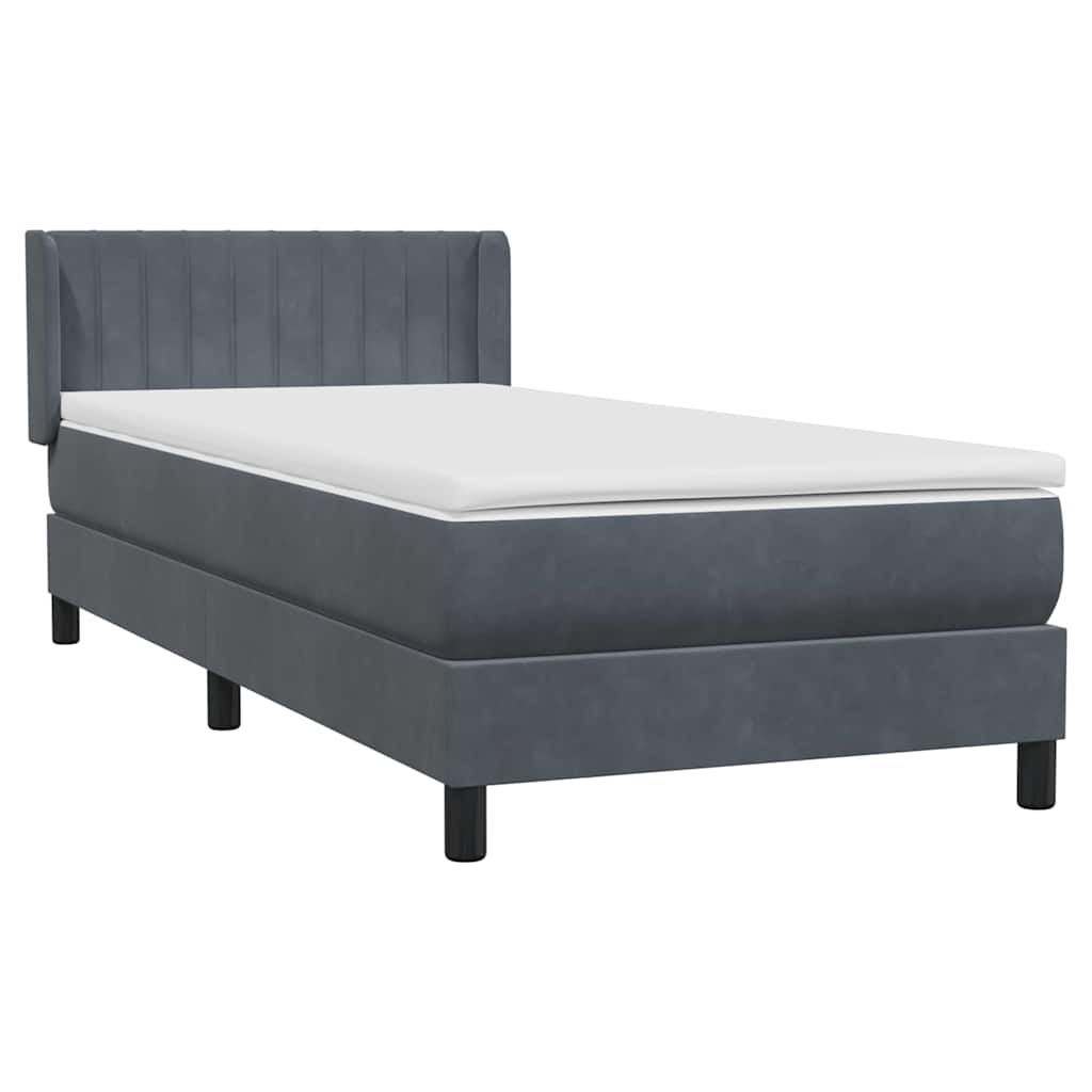 Sommier à lattes de lit et matelas gris foncé 80x210 cm velours - XIOS