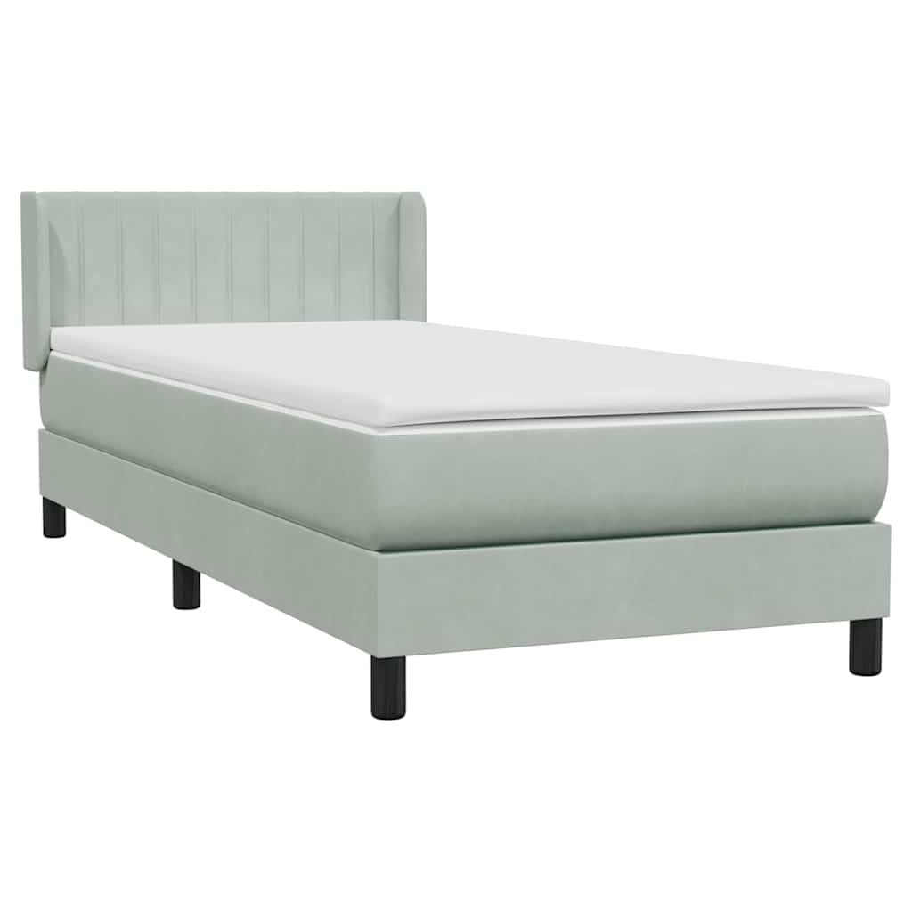 Sommier à lattes de lit et matelas gris clair 90x210 cm velours - XIOS