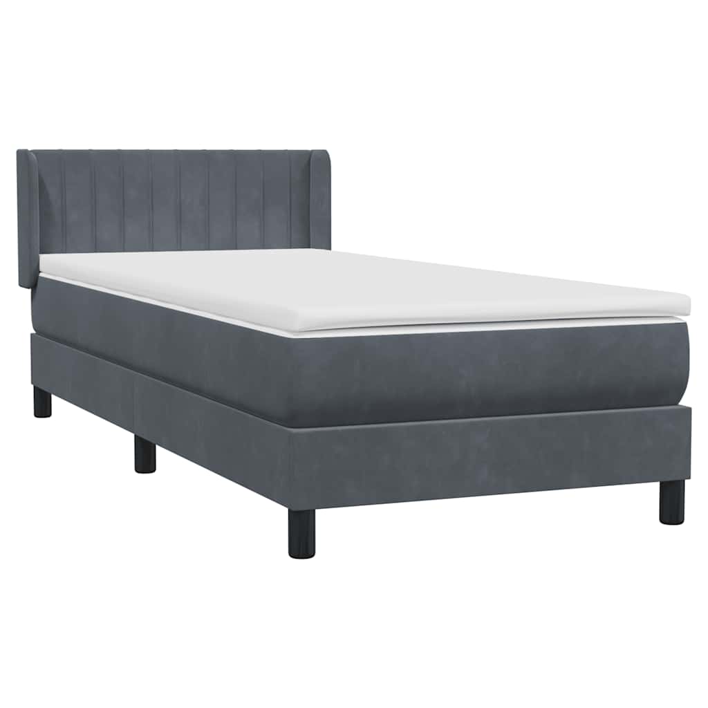 Sommier à lattes de lit et matelas gris foncé 90x210 cm velours - XIOS